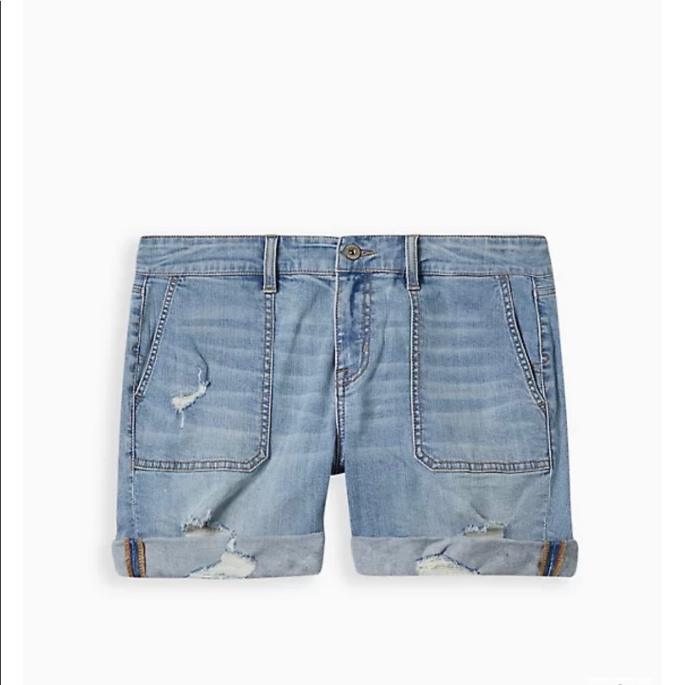Torrid mid rise midi jean denim destructed short size 12light wash